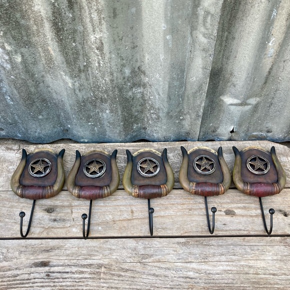 5 Western Style Hooks New in Box Coat Hooks Lone Star Country Decor Texas - Picture 5 of 11